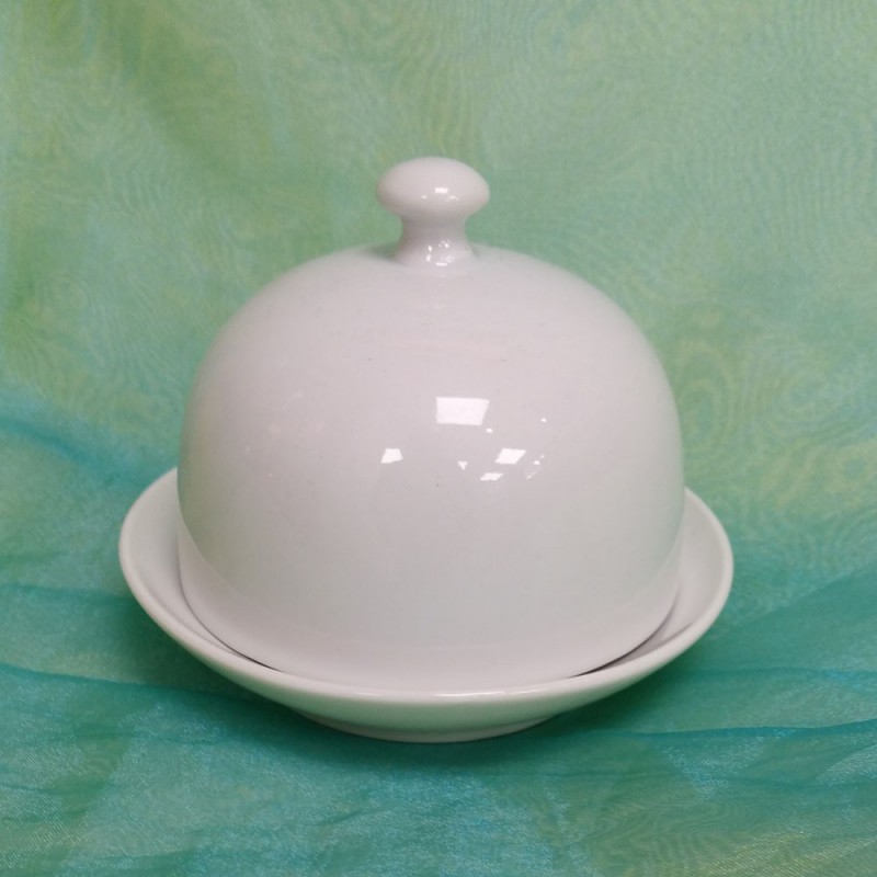 Beurrier individuel ou beurrier cloche en porcelaine blanche - Porcelaine  des Pins