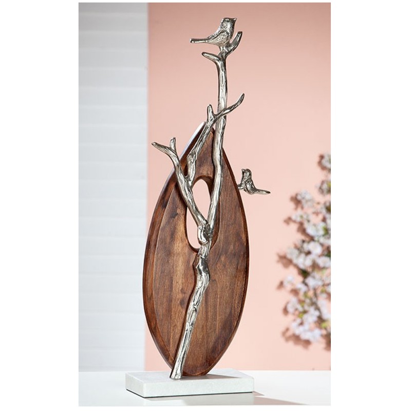 Sculpture métal et bois (livraison offerte) - Porcelaine des Pins