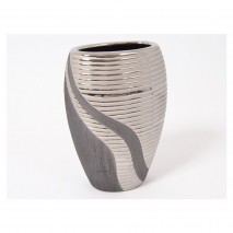 Vase ovale gris et argent h19.5cm