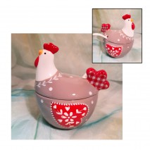 Boite ou sucrier poule - Porcelaine des Pins