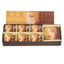 Coffret 6 tasses à café G.Klimt larme d'or