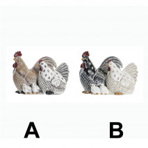 Famille poule coq et poussins