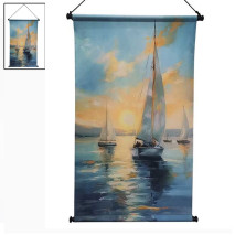 Décoration murale en toile bateau voilier coucher de soleil